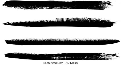 Grunge Paint stripe . Vector brush Stroke . Distressed banner . Black isolated paintbrush collection . Modern Textured shape . Dry border in Black . 