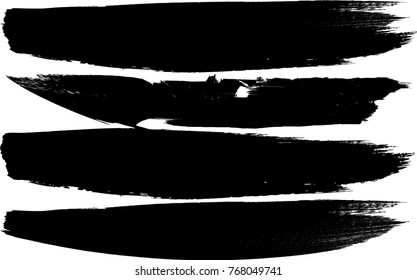  Grunge Paint stripe . Vector brush Stroke . Distressed banner . Black isolated paintbrush collection . Modern Textured shape . Dry border in Black 