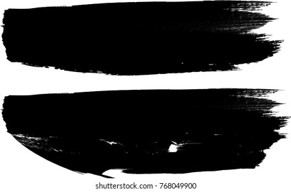  Grunge Paint stripe . Vector brush Stroke . Distressed banner . Black isolated paintbrush collection . Modern Textured shape . Dry border in Black 