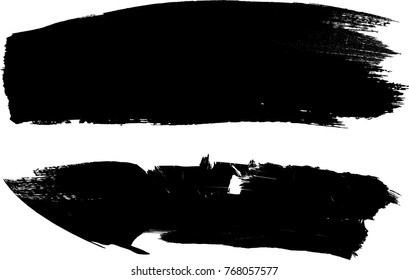 Grunge Paint stripe . Vector brush Stroke . Distressed banner . Black isolated paintbrush collection . Modern Textured shape . Dry border in Black 