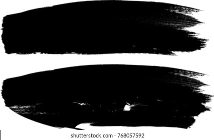 Grunge Paint stripe . Vector brush Stroke . Distressed banner . Black isolated paintbrush collection . Modern Textured shape . Dry border in Black 