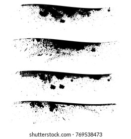 Grunge Paint stripe . Vector brush Stroke . Distressed banner . Black isolated paintbrush collection . Modern Textured shape . Dry border in Black . 