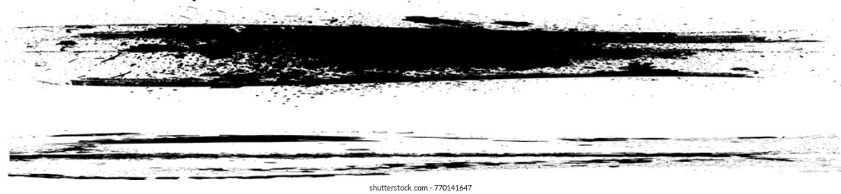 Grunge Paint stripe . Vector brush Stroke . Distressed banner . Black isolated paintbrush collection . Modern Textured shape . Dry border in Black 