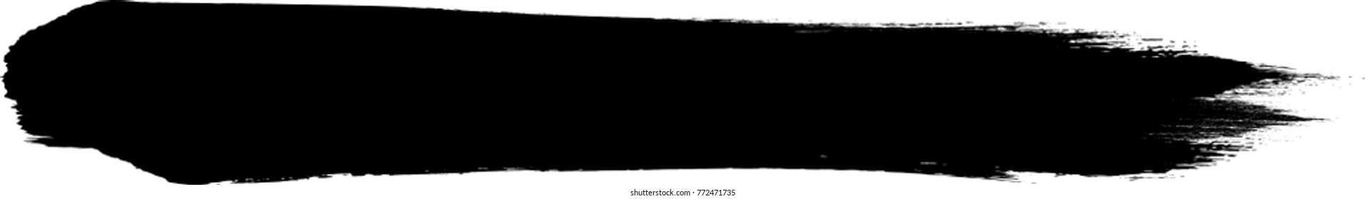 Grunge Paint stripe . Vector brush Stroke . Distressed banner . Black isolated paintbrush collection . Modern Textured shape . Dry border in Black . Bulge lines