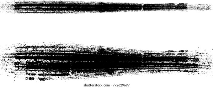 Grunge Paint stripe . Vector brush Stroke . Distressed banner . Black isolated paintbrush collection . Modern Textured shape . Dry border in Black . 
