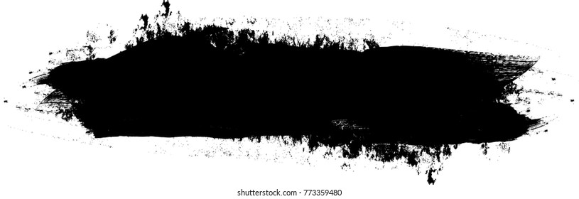 Grunge Paint stripe . Vector brush Stroke . Distressed banner . Black isolated paintbrush collection . Modern Textured shape . Dry border in Black . 