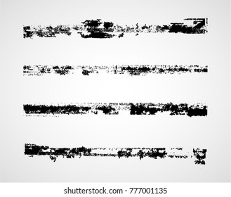 Grunge Paint stripe . Vector brush Stroke . Distressed banner . Black isolated paintbrush collection . Modern Textured shape . Dry border in Black . 