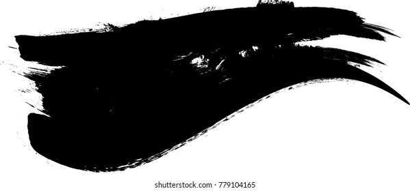 Grunge Paint stripe . Vector brush Stroke . Distressed banner . Black isolated paintbrush collection . Modern Textured shape . Dry border in Black . Bulge lines