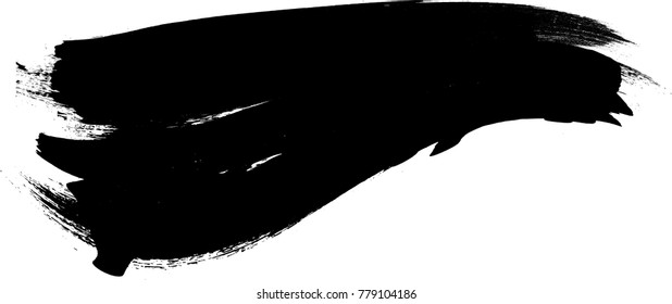 Grunge Paint stripe . Vector brush Stroke . Distressed banner . Black isolated paintbrush collection . Modern Textured shape . Dry border in Black . Bulge lines