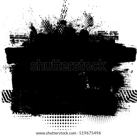 Grunge Paint stripe . Vector brush Stroke . Distressed banner . Black isolated paintbrush collection . Modern Textured shape . Dry border in Black 