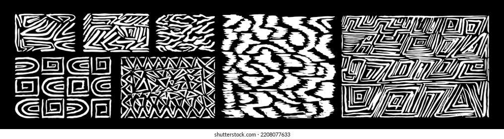 Grunge paint strokes doodles. Scribbles collection. Quirky ink doodles. Ethnic tribal ornaments doodles. Ethnic grunge ink design elements.