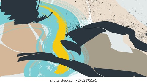 grunge Paint strokes element, Hand drawn oil painting. Abstract artistic. Oil on canvas. golden texture. Paint spots. Strokes of paint. modern Art. Colorful canvas.eps10
