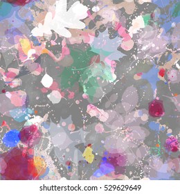 Grunge paint texture. Abstract background with spots and leaves