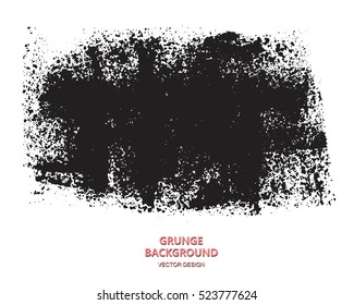 Grunge paint texture. Distress black rough background. Noise dirty rectangle stamp.