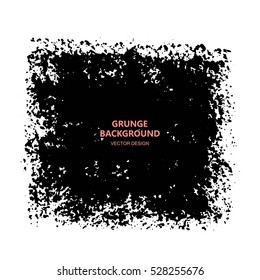Grunge paint texture. Distress black rough background. Noise dirty rectangle stamp .