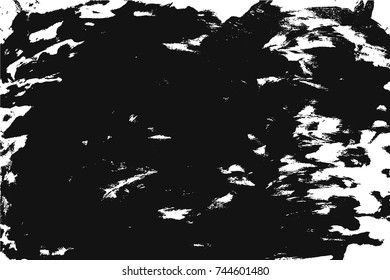 Grunge paint texture overlay. Distress black rough background. Noise dirty rectangle stamp. Dirty artistic background. Vector illustration