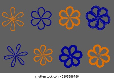 Grunge paint vector flowers, dry brush strokes, isolated