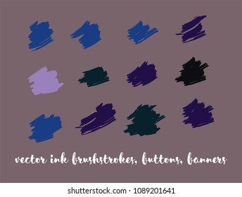 Grunge Paint Vector Paintbrush Set. Modern Splashes, Ink Banners, Hand Painted Smears. Amazing Trendy Grunge Backgrounds, Vintage Doodle Collection. Uneven Borders, Paint Vector Paintbrush Set.