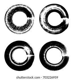 Grunge paintbrush circle collection. Set of grunge paint circles vector illustration. Distressed banner. Grunge texture.