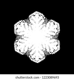 Grunge painted isolated circle snowflake. Festive christmas design template. Distress painted star shape. Icon, badge, label, certificate background.EPS10 vector