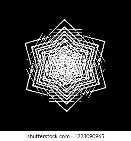 Grunge painted isolated circle snowflake. Festive christmas design template. Distress painted star shape. Icon, badge, label, certificate background.EPS10 vector