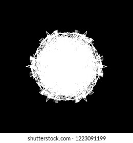 Grunge painted isolated circle snowflake. Festive christmas design template. Distress painted star shape. Icon, badge, label, certificate background.EPS10 vector