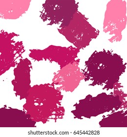 Grunge painted vector background. Grungy brushstroke painting in hipster style. Abstract pink acrylic texture, banner backdrop design, wallpaper. cherry and rose color ink splashes, stains background.