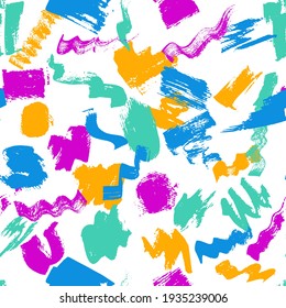 Grunge painted vector seamless pattern. Watercolor texture ornament. Digital trendy acrylic painting. Rough surface urban design. Creative watercolor seamless pattern.