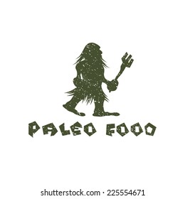 Grunge Paleo Food Caveman Vector Design Template