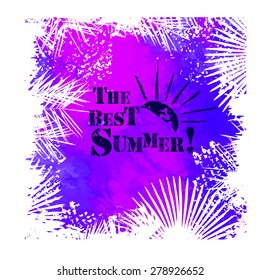 Grunge palm tree watercolor. Vector