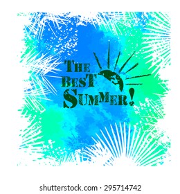 Grunge palm tree watercolor. Vector