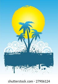 Grunge palm trees