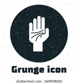 Grunge Palmistry of the hand icon isolated on white background.  Vector Illustration