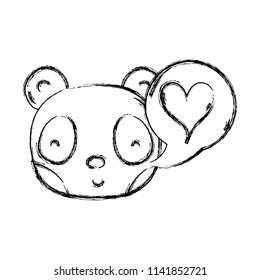 grunge panda male head with chat bubble
