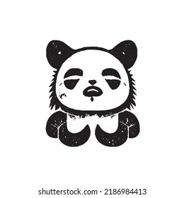 Grunge Panda Stamp. Insignias, Label and Badge