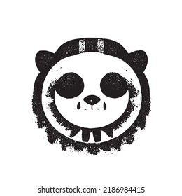 Grunge Panda Stamp. Insignias, Label and Badge