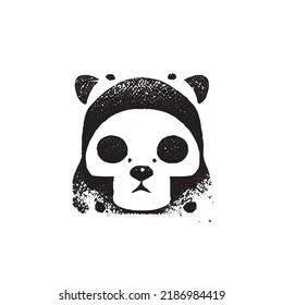 Grunge Panda Stamp. Insignias, Label and Badge