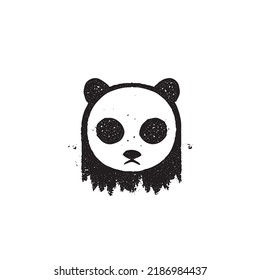 Grunge Panda Stamp. Insignias, Label and Badge