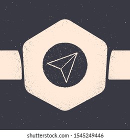 Grunge Paper airplane icon isolated on grey background. Monochrome vintage drawing. Vector Illustration
