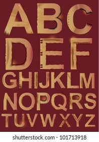 Grunge paper alphabet, ABC vector  illustration