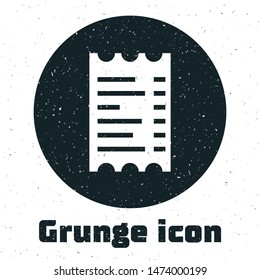 Grunge Paper check and financial check icon isolated on white background. Paper print check, shop receipt or bill.  Vector Illustration