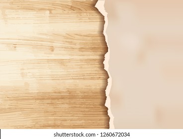 Grunge paper on wooden wall, Vector illustration design in A4 size ( Image trace of wooden background )