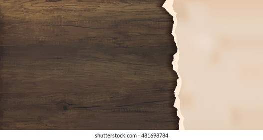 Grunge paper on wooden wall, Vector illustration design ( Image trace of wooden background )