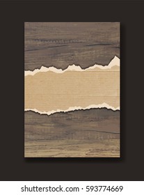 Grunge paper on wooden wall, Vector illustration design in A4 size ( Image trace of wooden background ) 