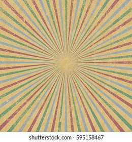 grunge paper retro background with sun rays. Old style.