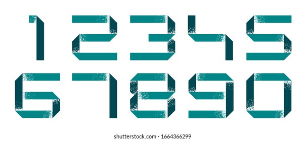 Grunge paper ribbon numbers font 
