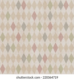 Grunge paper seamless pattern with rhombus geometric texture