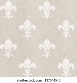 Grunge paper seamless pattern with royal lily geometric texture