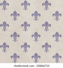 Grunge paper seamless pattern with royal lily geometric texture