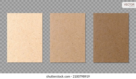 Grunge paper set vector background. Realistic textured old paper collection. Beige and brown pages isolated on transparent background EPS10